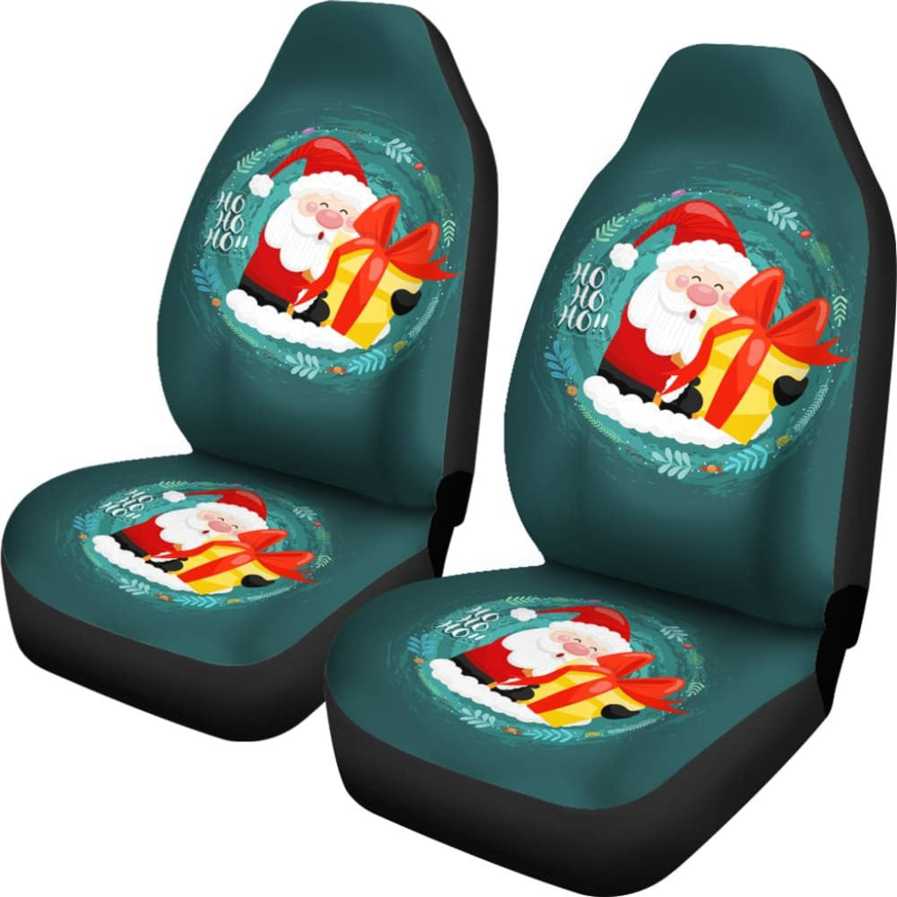 Santa Claus Ho Ho Ho Blue Theme Xmas Car Seat Covers