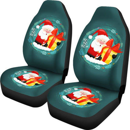 Santa Claus Ho Ho Ho Blue Theme Xmas Car Seat Covers