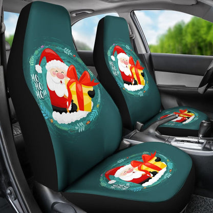Santa Claus Ho Ho Ho Blue Theme Xmas Car Seat Covers