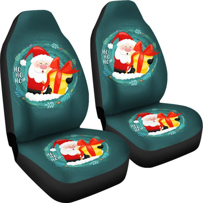 Santa Claus Ho Ho Ho Blue Theme Xmas Car Seat Covers