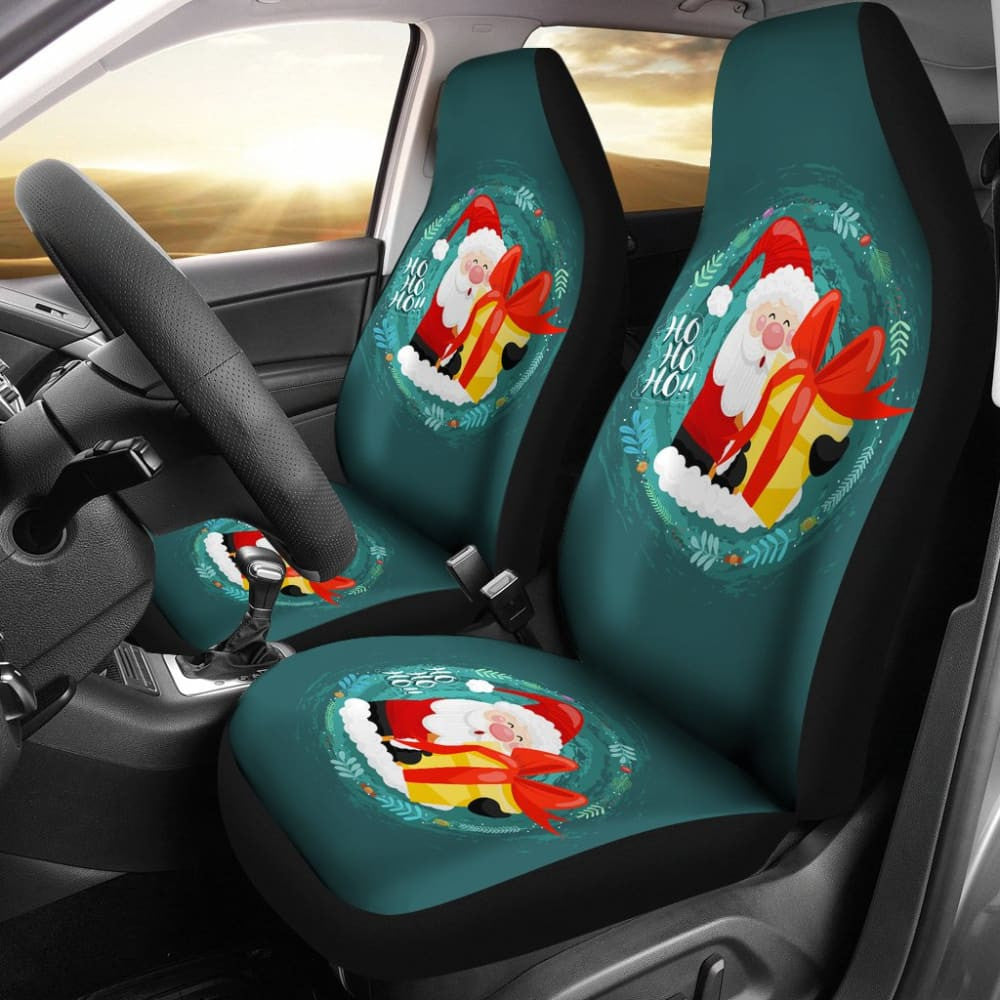 Santa Claus Ho Ho Ho Blue Theme Xmas Car Seat Covers