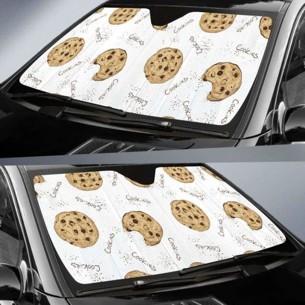 Sketch Style Cookie Pattern Car Auto Sun Shades