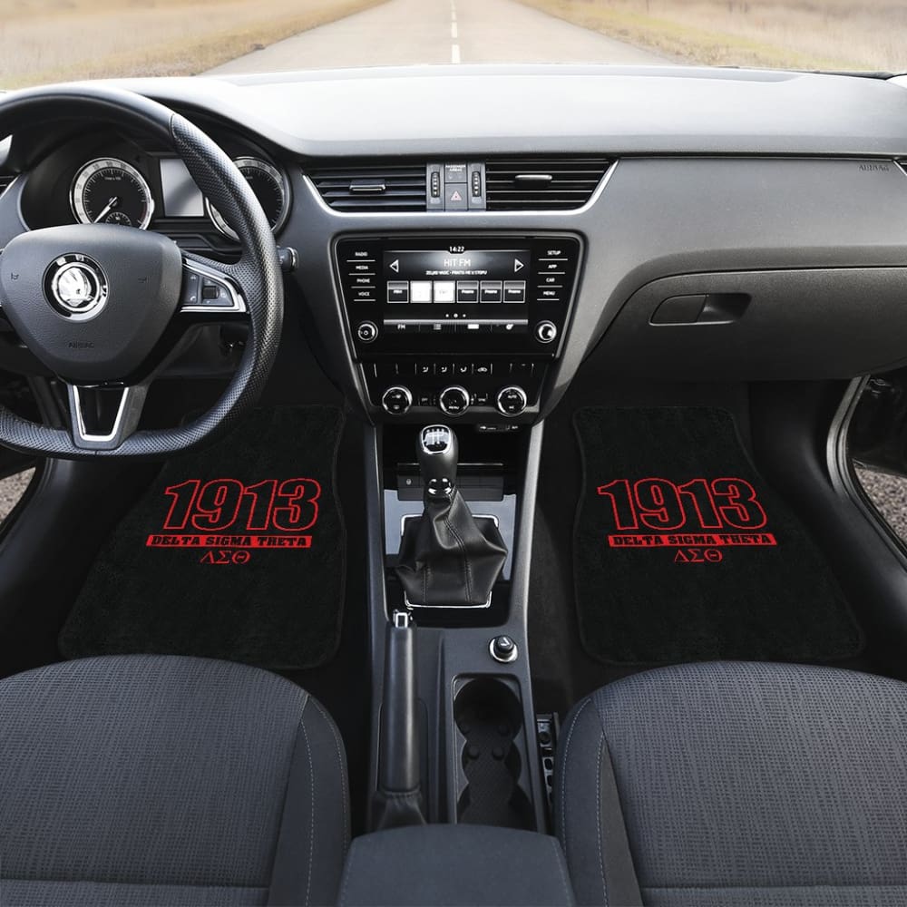 Red Delta Sigma Theta Black Themed Car Floor Mats