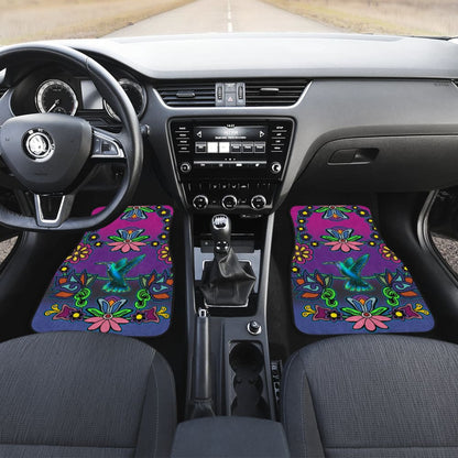 Native Floral Hummingbird Design Car Floor Mats