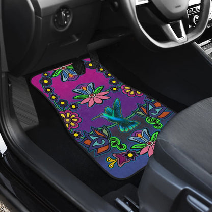 Native Floral Hummingbird Design Car Floor Mats