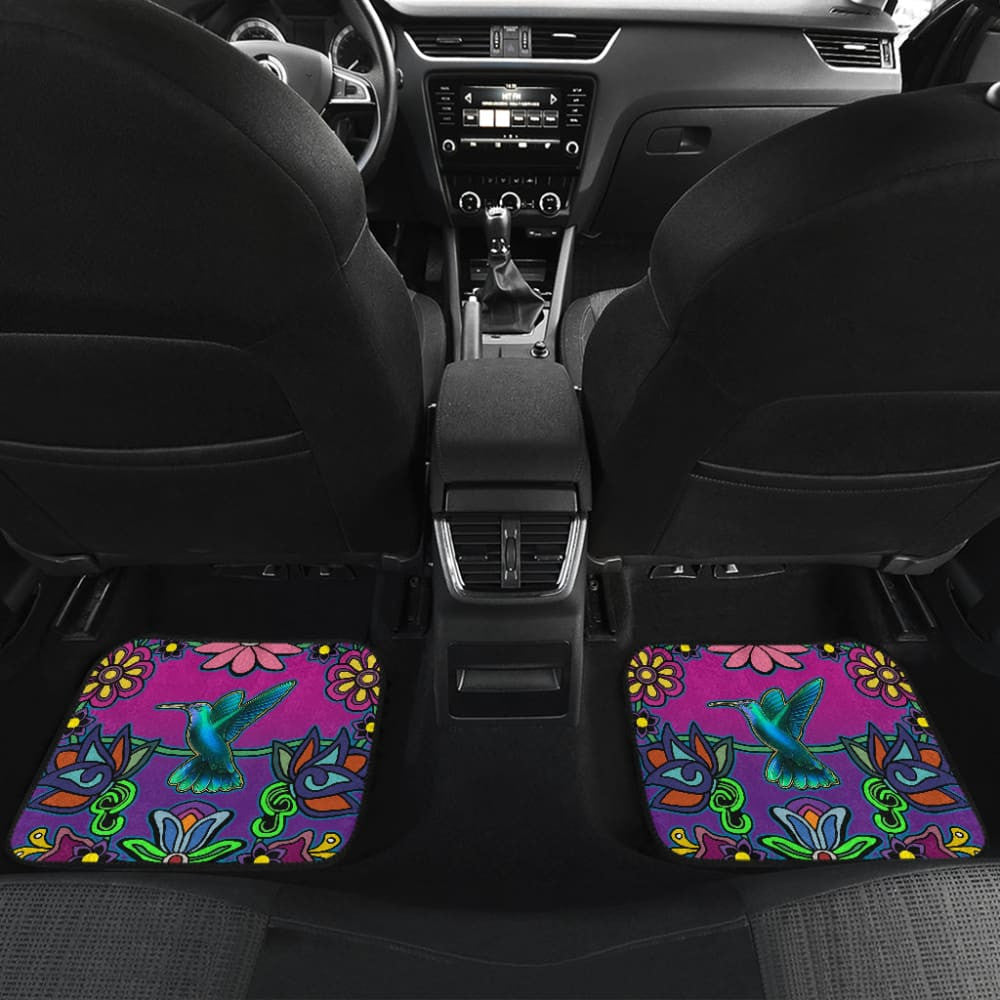 Native Floral Hummingbird Design Car Floor Mats