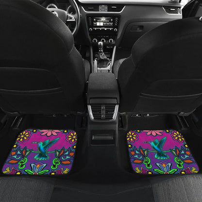 Native Floral Hummingbird Design Car Floor Mats