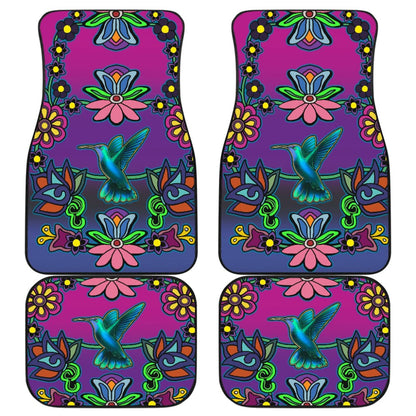 Native Floral Hummingbird Design Car Floor Mats