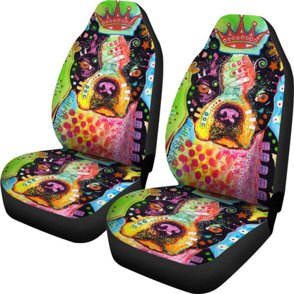 Pitbull Dog Colorful Watercolor Car Seat Covers