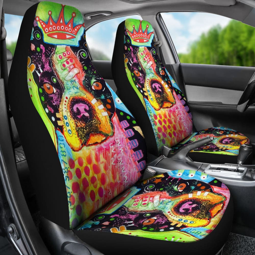 Pitbull Dog Colorful Watercolor Car Seat Covers