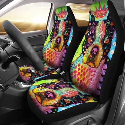 Pitbull Dog Colorful Watercolor Car Seat Covers