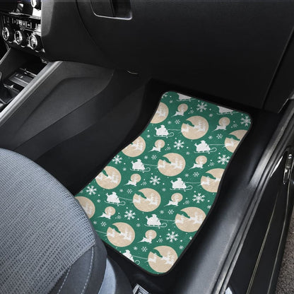 Santa Claus And Reindeer In Christmas Night Car Floor Mats