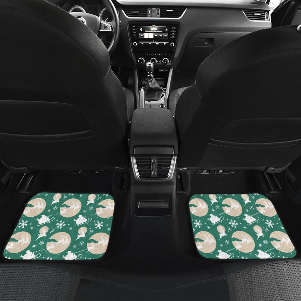Santa Claus And Reindeer In Christmas Night Car Floor Mats