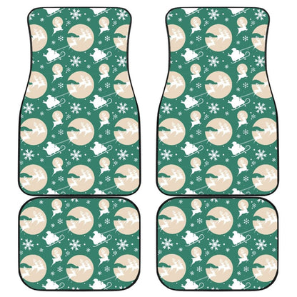 Santa Claus And Reindeer In Christmas Night Car Floor Mats