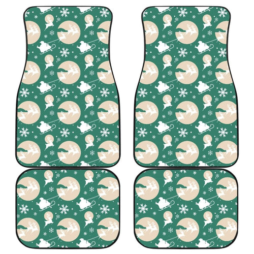 Santa Claus And Reindeer In Christmas Night Car Floor Mats