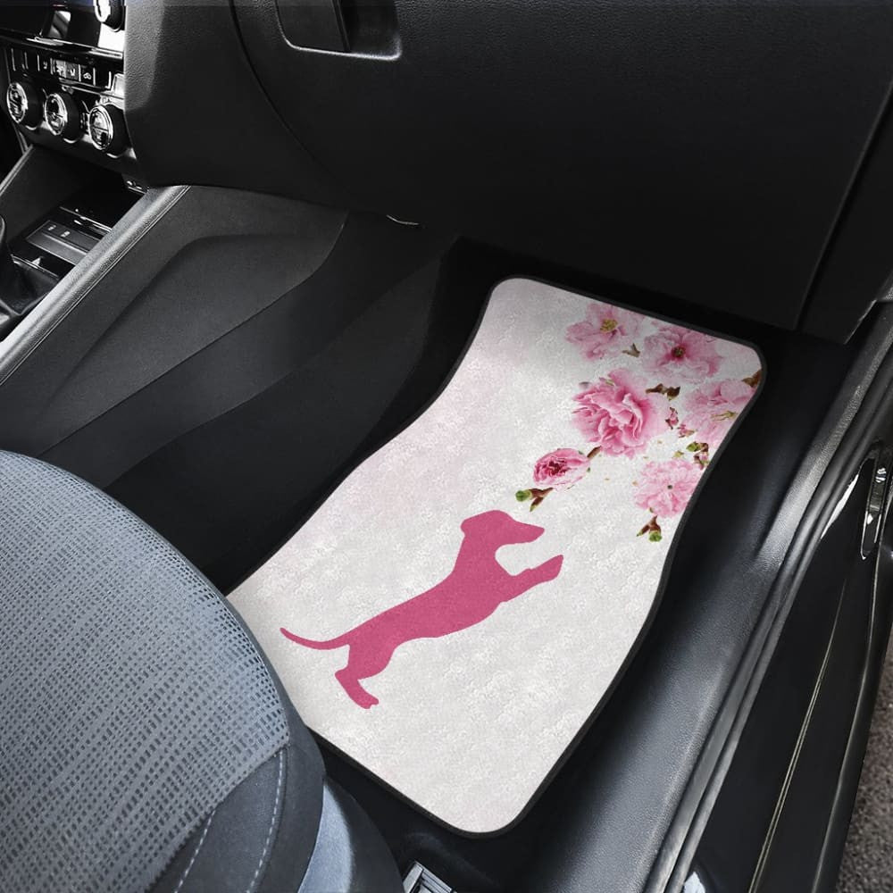 Pink Dachshund And Floral For Flower And Dog Lovers Car Floor Mats