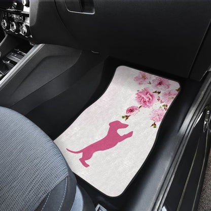 Pink Dachshund And Floral For Flower And Dog Lovers Car Floor Mats