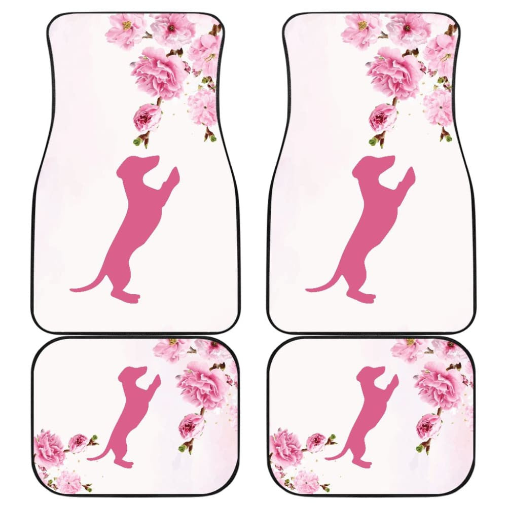 Pink Dachshund And Floral For Flower And Dog Lovers Car Floor Mats