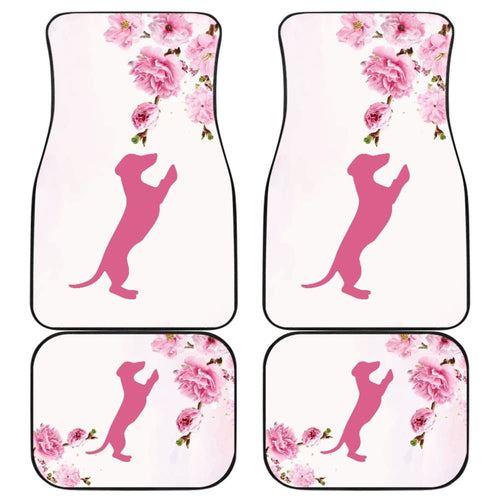 Pink Dachshund And Floral For Flower And Dog Lovers Car Floor Mats