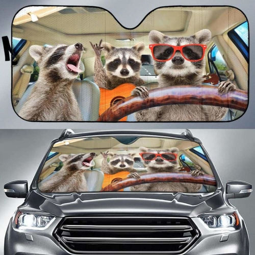 Three Funny Raccoon Driving Car Sun Shades