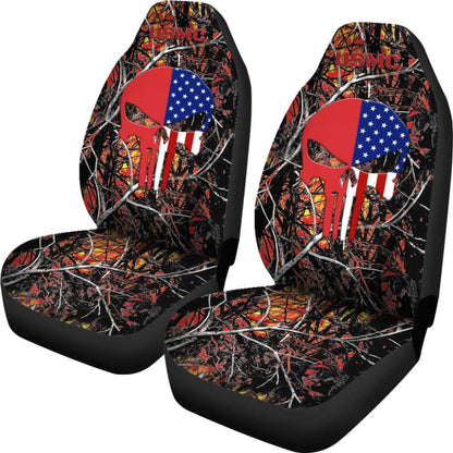 Wildfire Camouflage US Marine Corps Custom American Flag Punisher Car Seat Covers
