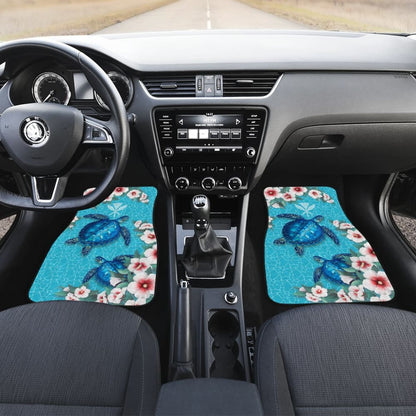 Kanaka Maoli Hawaiian Hibiscus Turtle Of Blue Car Floor Mats