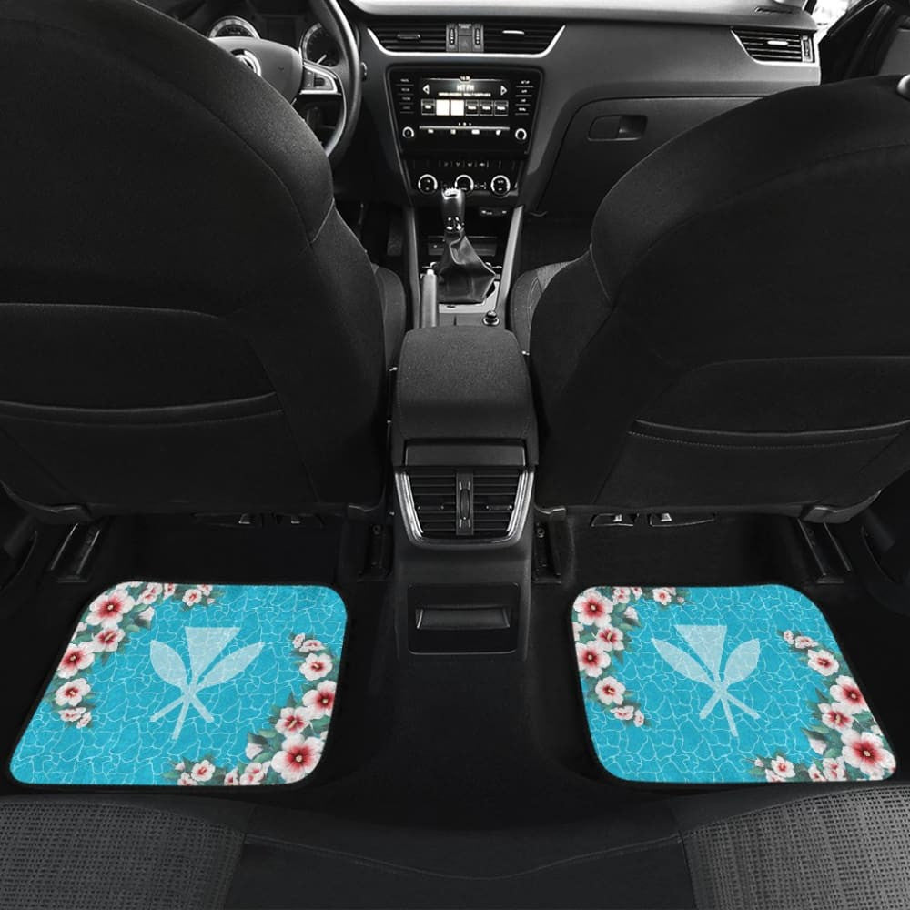 Kanaka Maoli Hawaiian Hibiscus Turtle Of Blue Car Floor Mats
