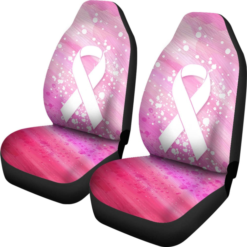 Pink Ribbon Canvas Breast Cancer Car Seat Covers