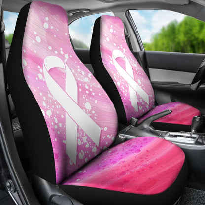 Pink Ribbon Canvas Breast Cancer Car Seat Covers