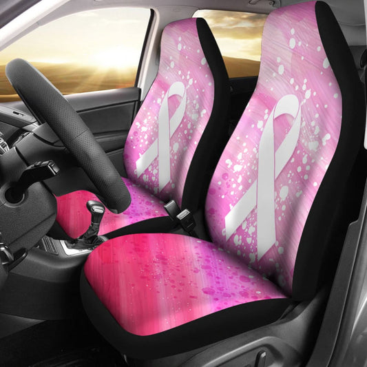 Pink Ribbon Canvas Breast Cancer Car Seat Covers