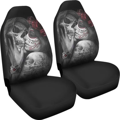 True Love King And Queen Kissing Skulls Car Seat Covers