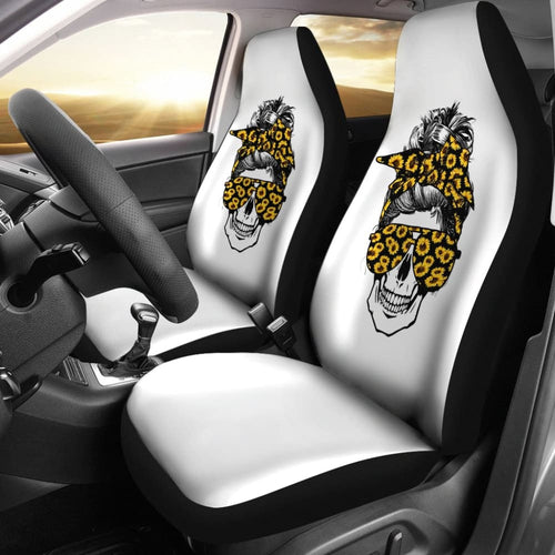 Amazing Skulls With Glasses And Bandana Sunflower Car Seat Covers