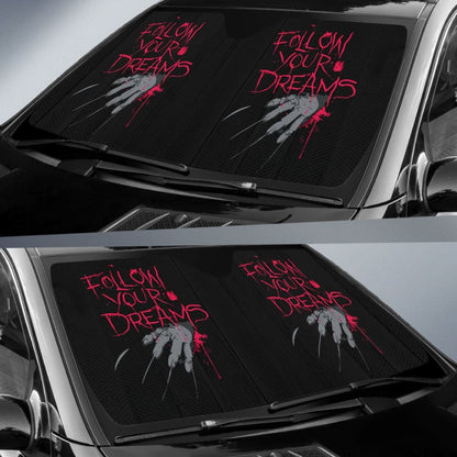 Freddy Krueger Follow Your Dreams Nightmare On Elm Street Car Auto Sun Shades