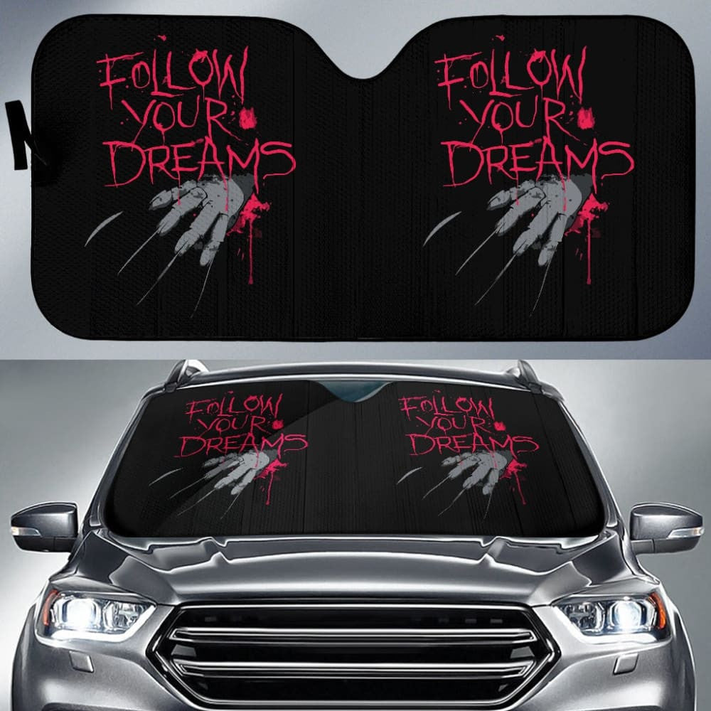 Freddy Krueger Follow Your Dreams Nightmare On Elm Street Car Auto Sun Shades