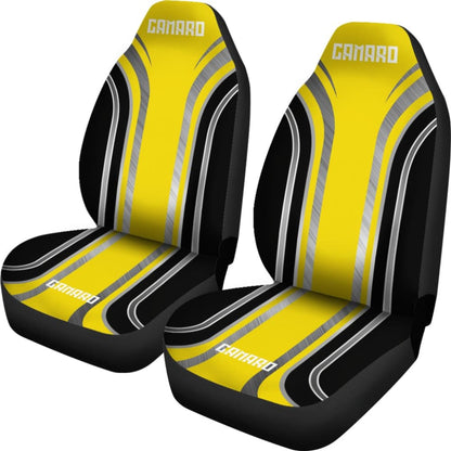 Yellow Black Camaro White Letter Car Seat Covers