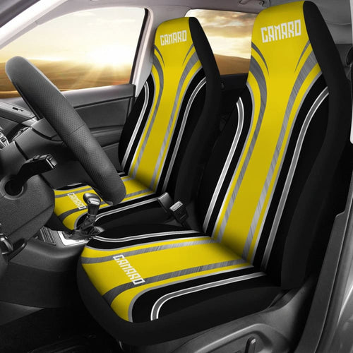 Yellow Black Camaro White Letter Car Seat Covers