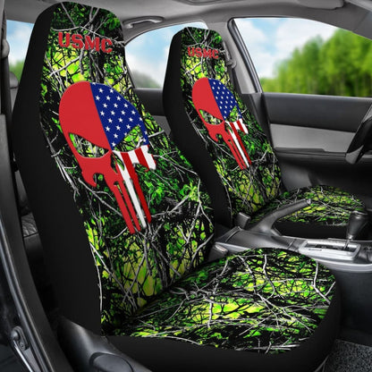 Toxic US Marine Corps Custom American Flag Punisher Car Seat Covers