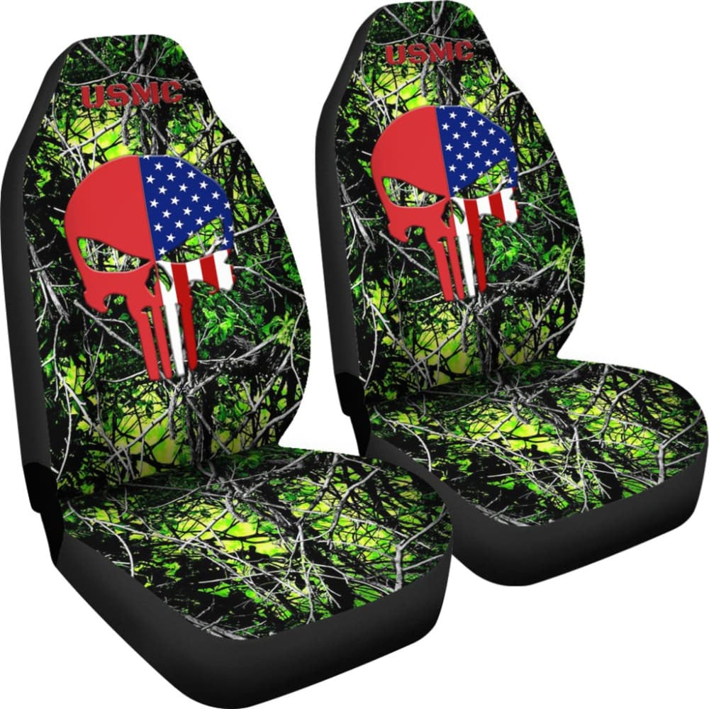 Toxic US Marine Corps Custom American Flag Punisher Car Seat Covers