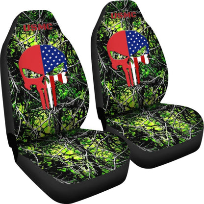 Toxic US Marine Corps Custom American Flag Punisher Car Seat Covers