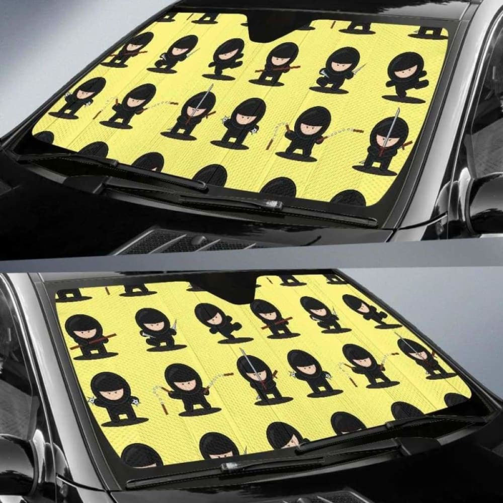 Cute Ninja Yellow Background Car Auto Sun Shades