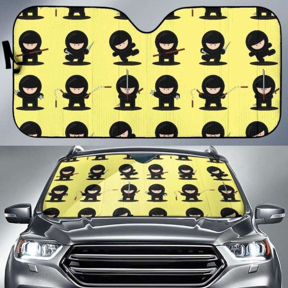 Cute Ninja Yellow Background Car Auto Sun Shades