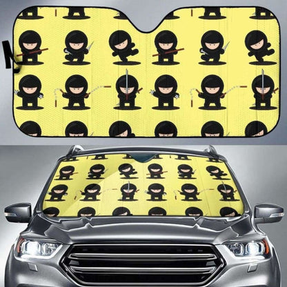 Cute Ninja Yellow Background Car Auto Sun Shades