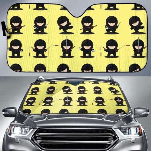 Cute Ninja Yellow Background Car Auto Sun Shades