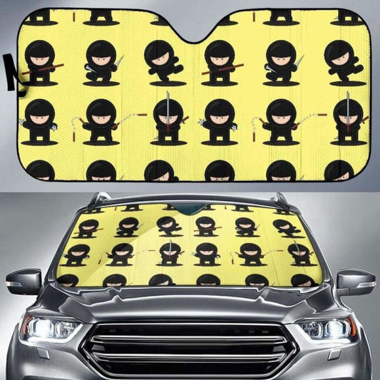 Cute Ninja Yellow Background Car Auto Sun Shades