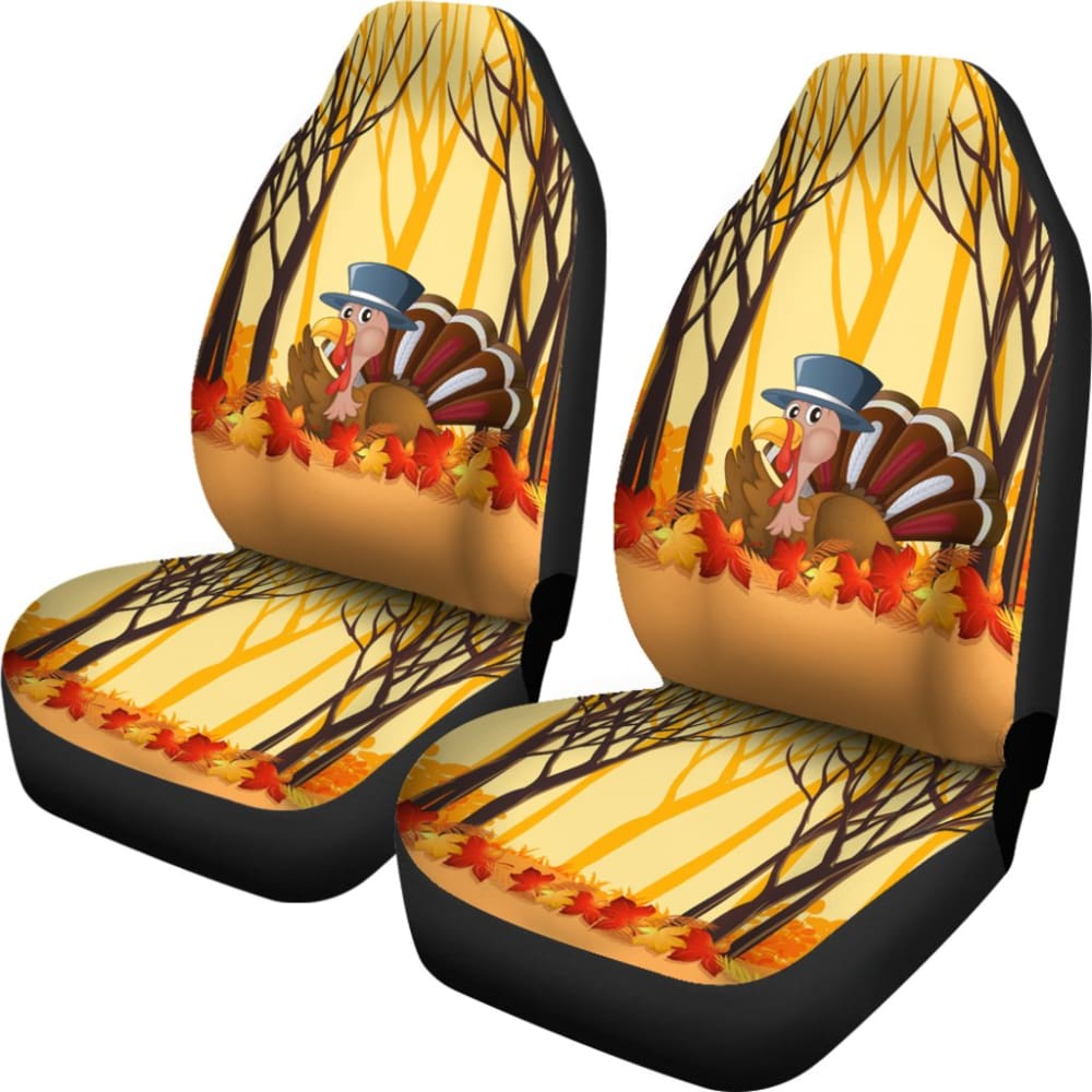 Thanksgiving Turkey In Autumn Leaves Tree Car Seat Covers