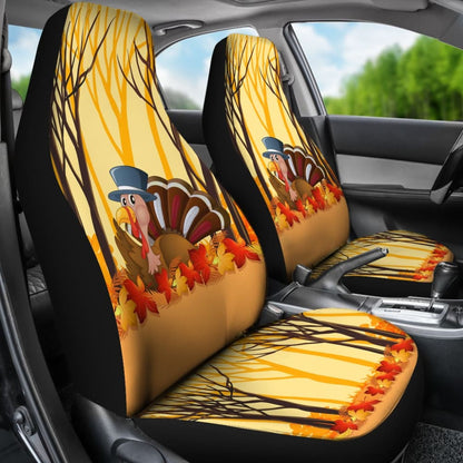 Thanksgiving Turkey In Autumn Leaves Tree Car Seat Covers