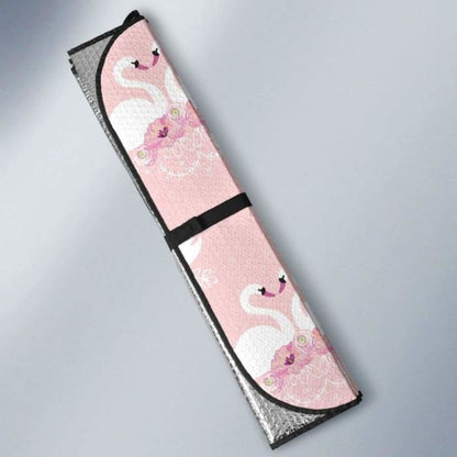 White Swan And Flower Love Pattern Car Auto Sun Shades