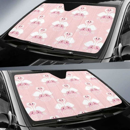 White Swan And Flower Love Pattern Car Auto Sun Shades