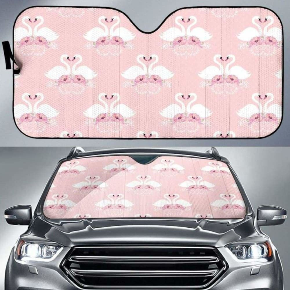 White Swan And Flower Love Pattern Car Auto Sun Shades