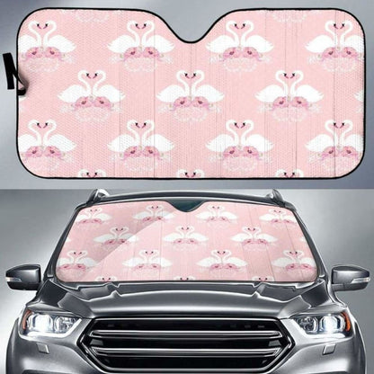 White Swan And Flower Love Pattern Car Auto Sun Shades